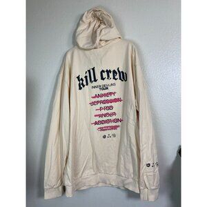 Kill Crew Cream Pullover Hoodie with Black Logo and Pink Strike-through